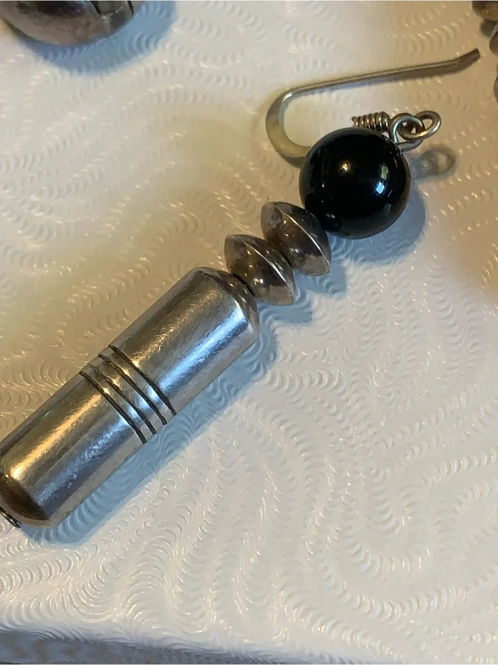 Sterling Silver Drop Earrings with Black Bead Accent & Huggie Set!